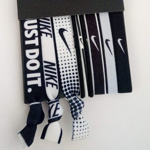 New Nike 9 Pieces Hairbands Hair Ties Ponytail Holders Black And White Mixed O/S - Picture 2 of 4